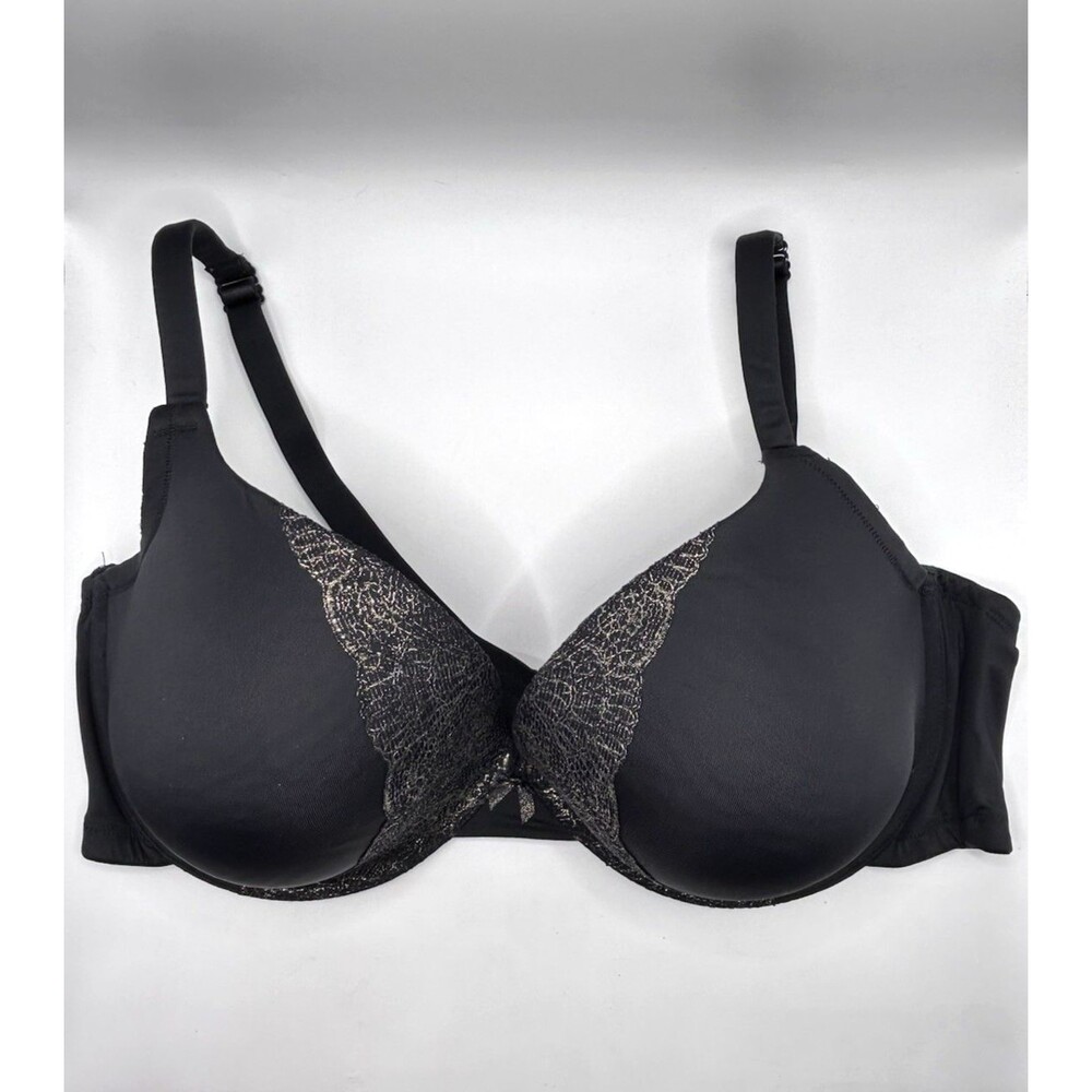 Cacique black Boost Plunge lined underwire bra  W/ Gold Lace Women's Size 44DDD